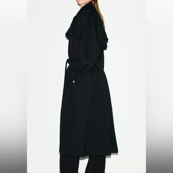 SKIMS Boyfriend Fleece Oversized Trench Coat Onyx Black Size 2X NWT - Picture 7 of 13